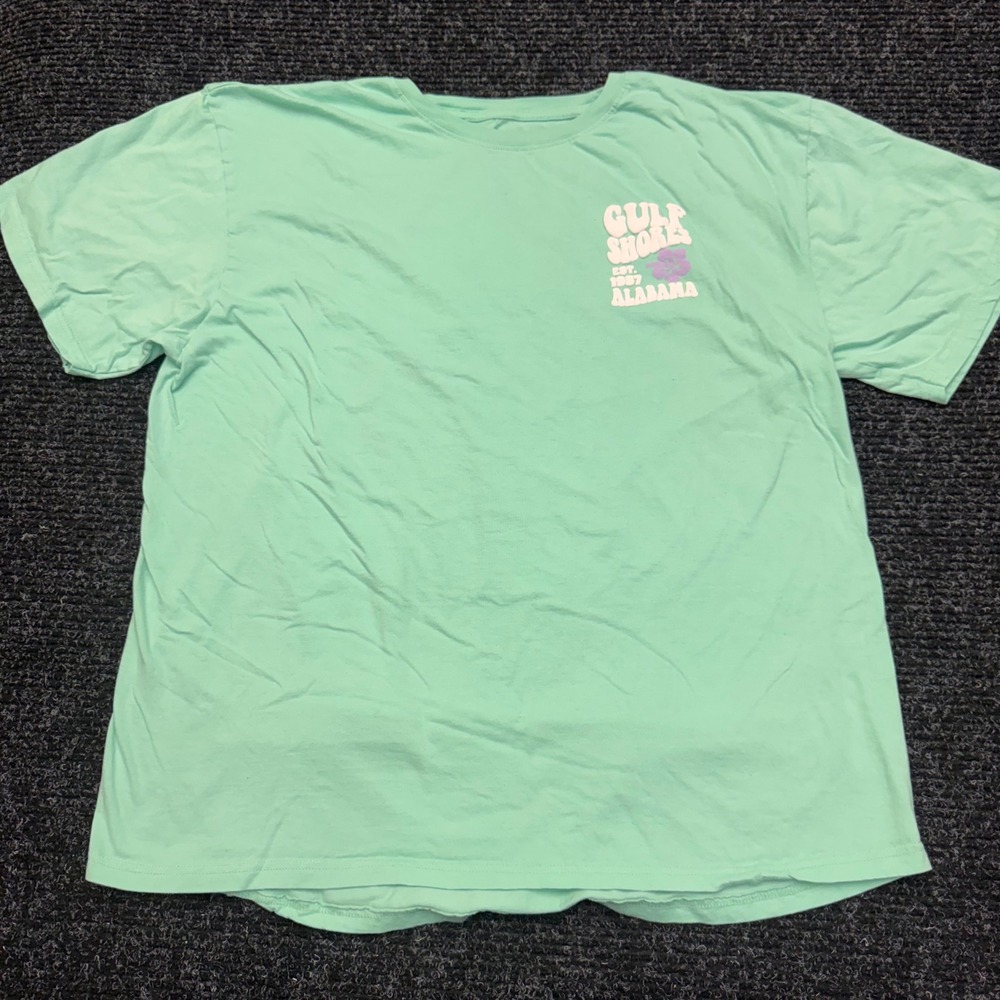 Surf Style Gulf Shores Alabama Graphic T-Shirt XXL Mint Green Retro Puffy Print